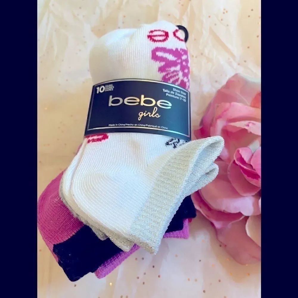 🎀BeBe Girls 10 pack Sport Socks Size : 7-10